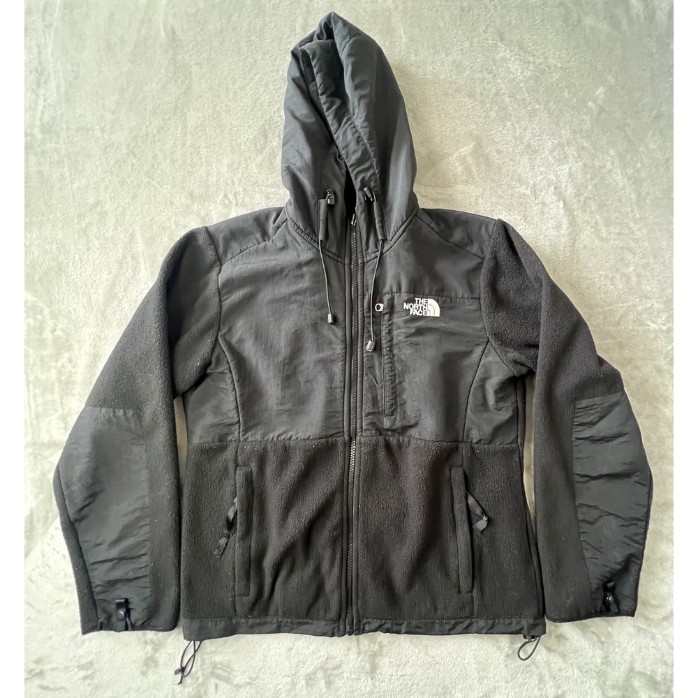 The North Face Denali Hooded Jacket Womens XL Black Polartec Fleece Full Zip
